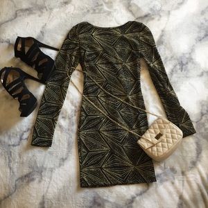 Windsor long sleeve body con glitter dress M